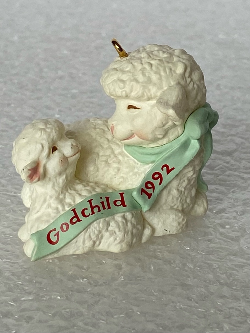 Vintage 1992 Hallmark Keepsake Ornament
"Godchild" White Sheep and Lamb